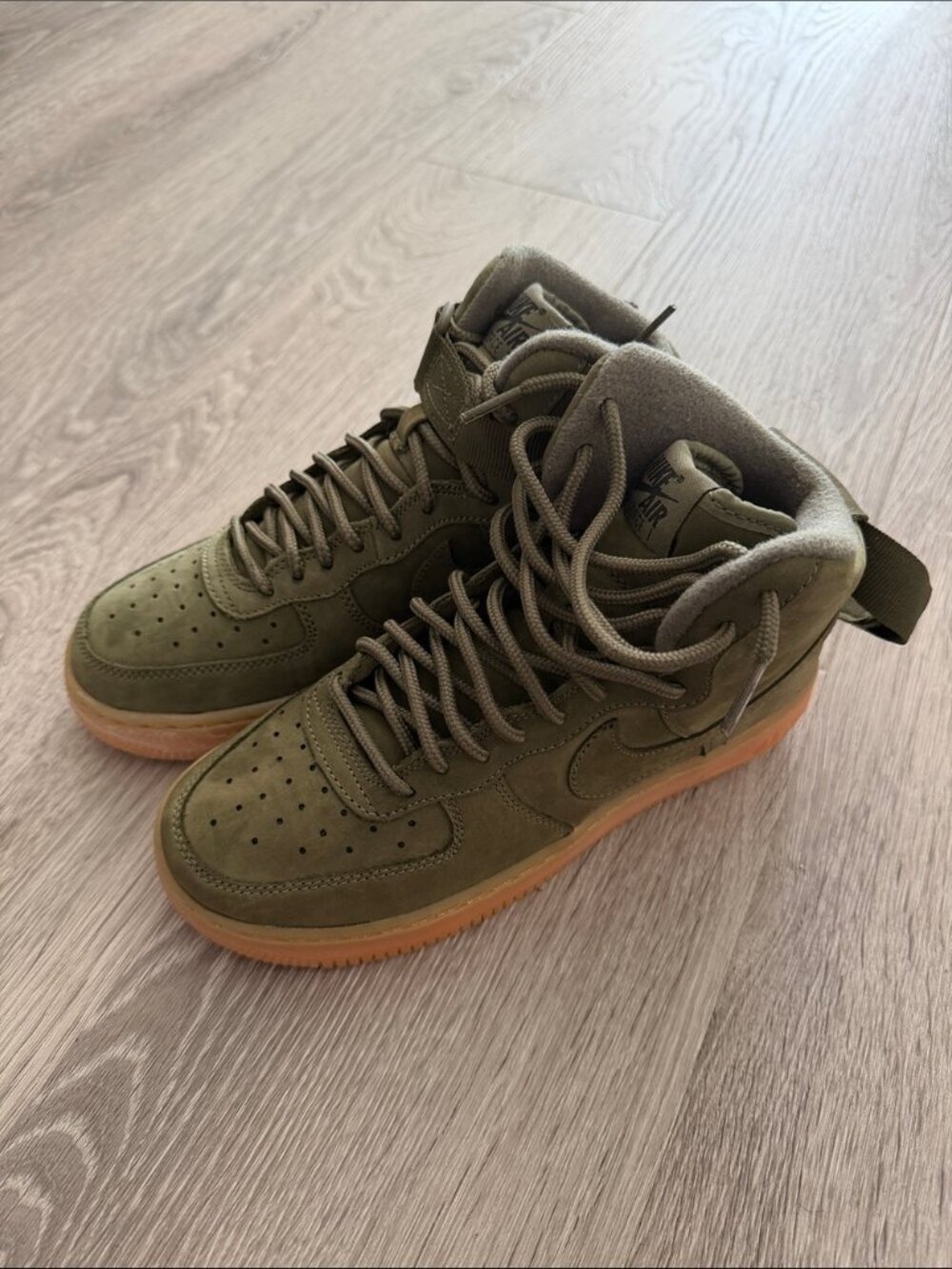 Nike Kid’s Air Force 1 High Olive Green with Gum Sole